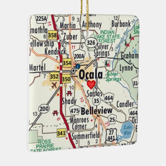 Ocala Florida Map Keramisch Ornament (Rechts)
