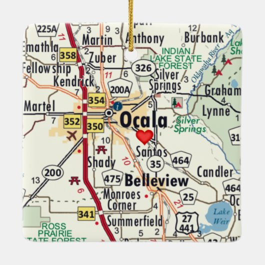 Ocala Florida Map Keramisch Ornament (Achterkant)
