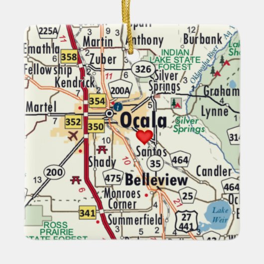 Ocala Florida Map Keramisch Ornament (Voorkant)