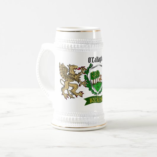 O'Callaghan/Callaghan Irish Shield Beer Stein Bierpul (Voorkant links)