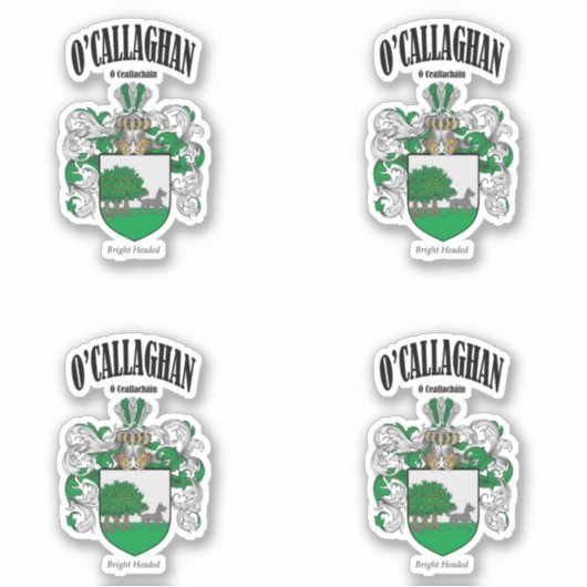 O'Callaghan Crest Ierse vertaling & betekenis (x4) Sticker (Voorkant)