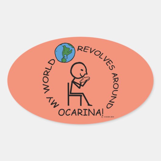 Ocarina - Wereld revolves rond ovaal teken Ovale Sticker (Voorkant)