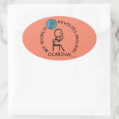 Ocarina - Wereld revolves rond ovaal teken Ovale Sticker (Tas)