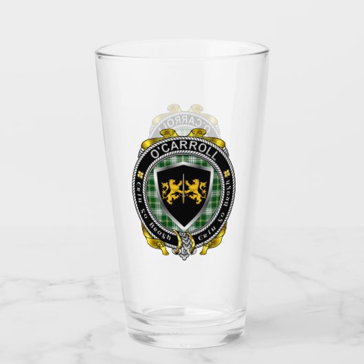 O'Carroll/Carroll Irish Shield Beer Glass Glas (Voorkant)