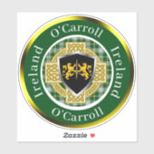 O'Carroll Irish Shield/Celtic Cross Personalized Sticker (Vel)