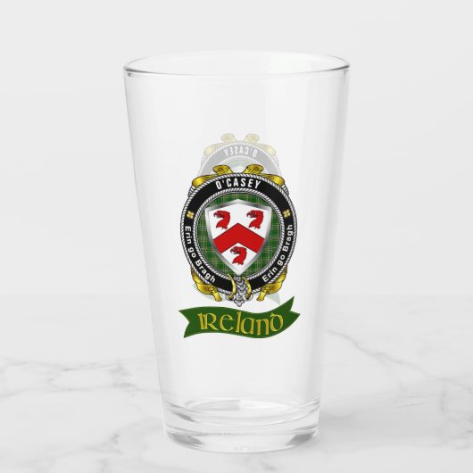 O'Casey/Casey Irish Shield gepersonaliseerd biergl Glas (Achterkant)