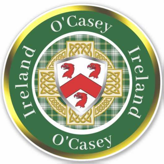 O'Casey Iers Schild/Keltisch Kruis Persoonlijk Sticker (Voorkant)