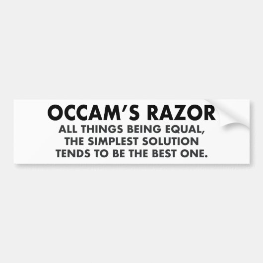 Occam's Razor Definition Science Geek Bumpersticker (Voorkant)