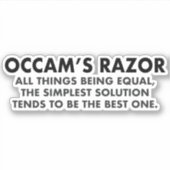 Occam's Razor Scientific Principle of Parsimony Sticker (Voorkant)