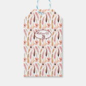 Occasion Girly Pink Floral Pattern Waterverf Cadeaulabel (Voorkant)