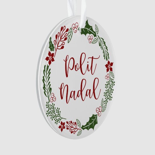 Occitan Merry Kerstmis Wreath, Polit Nadal Ornament (voorkant)