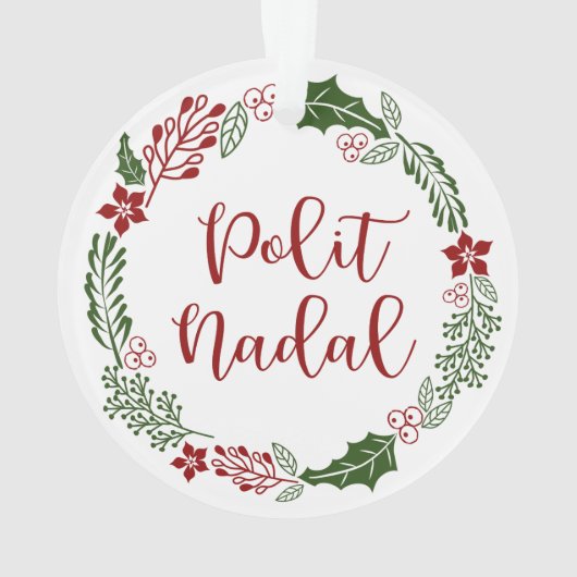 Occitan Merry Kerstmis Wreath, Polit Nadal Ornament (achterkant)