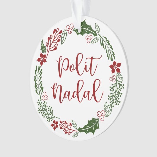 Occitan Merry Kerstmis Wreath, Polit Nadal Ornament (voorkant)