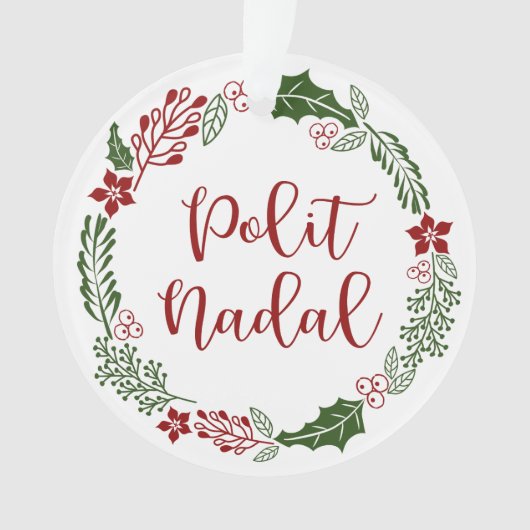 Occitan Merry Kerstmis Wreath, Polit Nadal Ornament (voorkant)