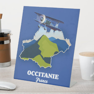 Occitanie Frankrijk reis kaart Reclamebord Met Voetstuk