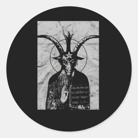 Occult Baphomet Gothic Grunge Satan Devil Zwart Lu Ronde Sticker (Voorkant)