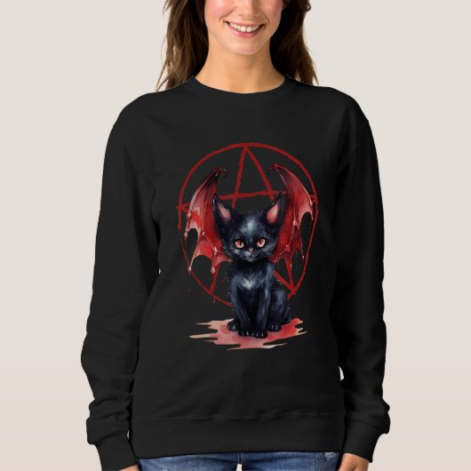 Occult Devil Cat Satanic Pentagram Wicca Pentacle  Trui (Voorkant)