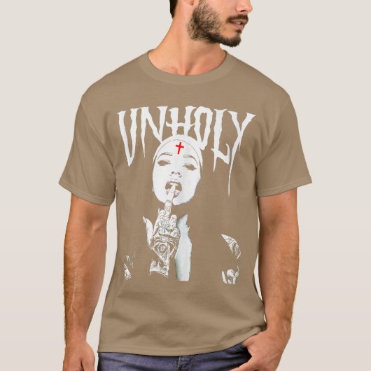 Occult Gothic Dark Satanic Nunattoos Unholy Nun Ho T-shirt (Voorkant)