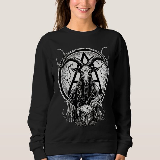 Occult Gothic Demon Head Baphomet With Horns Trui (Voorkant)