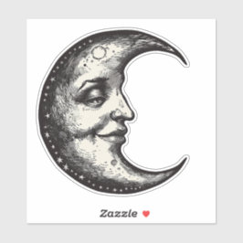 Occult Gotische Victoriaanse Maan Met Gezicht Sticker