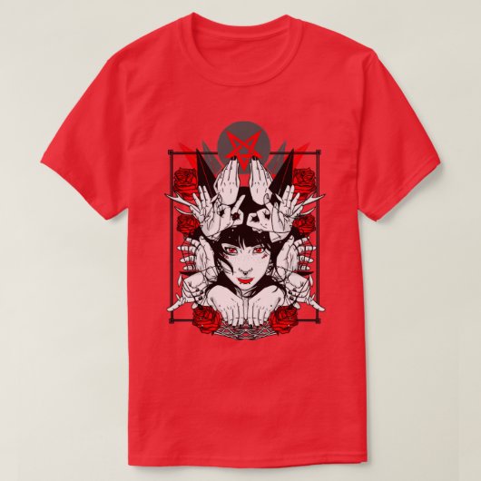 Occult handbord pentagram Satan T-shirt (Design voorkant)