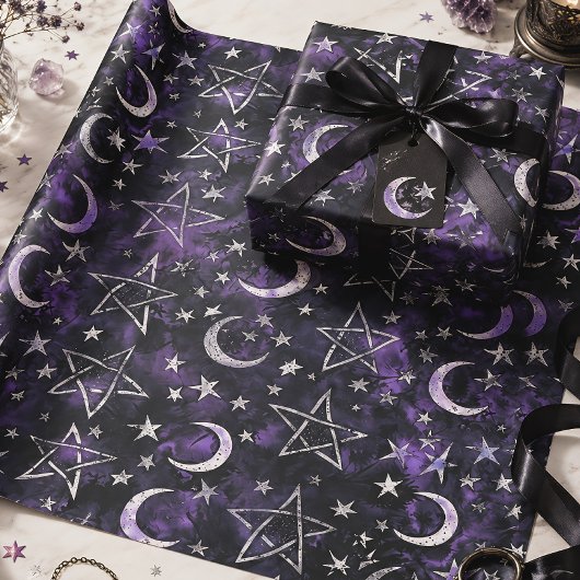 Occult Maan & Pentagram Gotisch Cadeaupapier