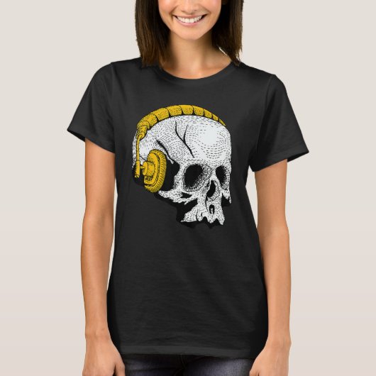 Occult Magic Skull DJ Headphones 1 T-shirt (Voorkant)