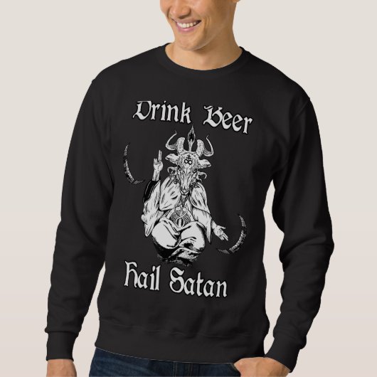 Occult Satanic Gothic Baphomet Drink Beer Hail Sat Trui (Voorkant)