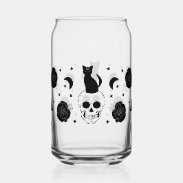 Occult Skull Cat Roos kan glasfolie bevatten Blikvorm Glas