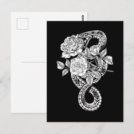 Occult Snake Rozen Wicca Gothic Witchcraft Briefkaart (Voorkant / Achterkant)