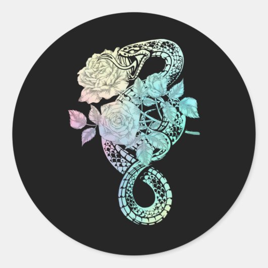 Occult Snake Rozen Wicca Pastel Gothic Witchcraft Ronde Sticker (Voorkant)
