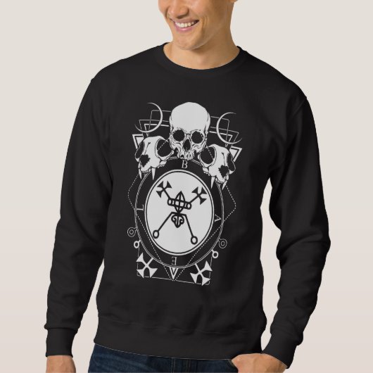 Occult Wicca Skull Gothic Skeleton Gothic Pagan Wi Trui (Voorkant)