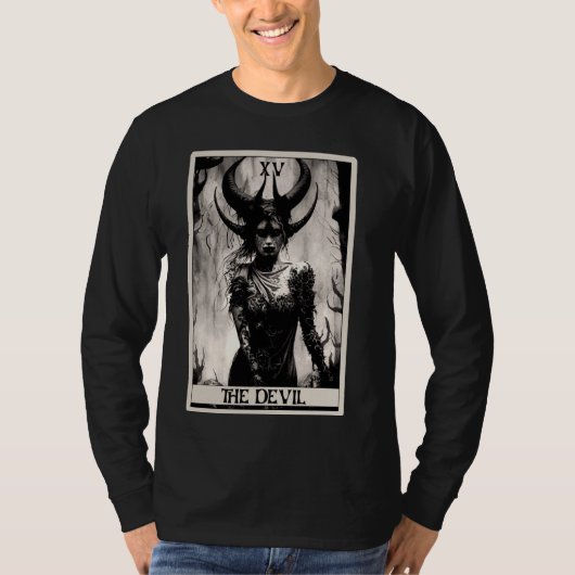 Occulte Dark Art Horror De Duivel Tarot Kaart T-shirt (Voorkant)