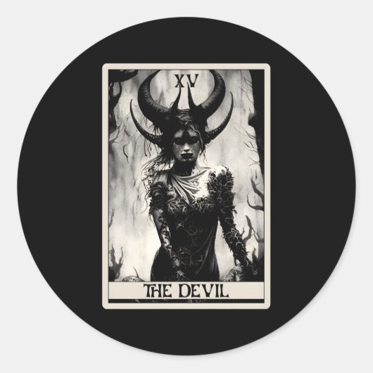 Occulte Dark Horror De Duivel Tarot Kaart Ronde Sticker (Voorkant)
