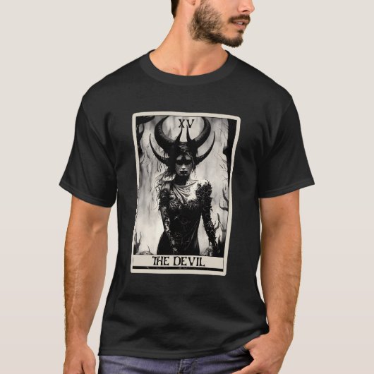 Occulte Dark Horror De Duivel Tarot Kaart T-shirt (Voorkant)