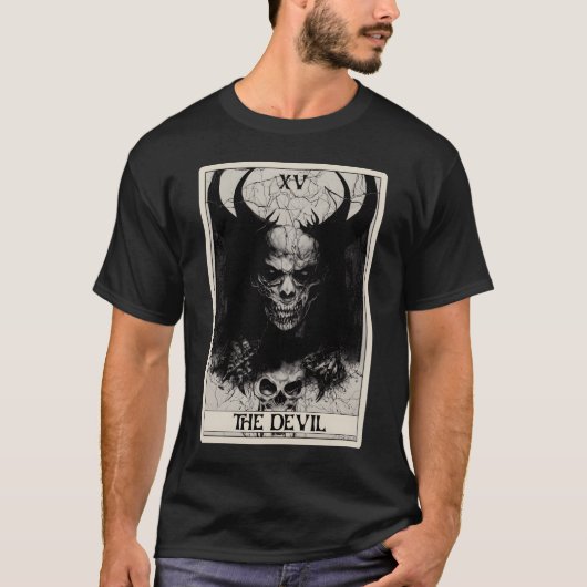 Occulte Dark Horror Devil Tarot Kaart T-shirt (Voorkant)