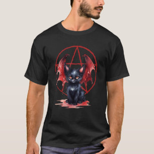 Occulte Duivel Kat Satanisch Pentagram Wicca Penta T-shirt