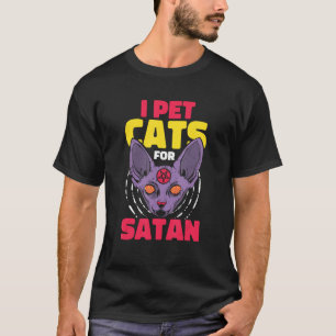 Occulte en Satanische Pentagram Baphomet Cat Satan T-shirt