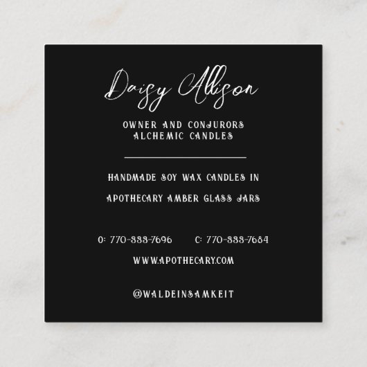 occulte esoterische alchemistische apotheker vierkante visitekaartje (Achterkant)