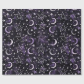 Occulte gotische maan en pentagrammen cadeaupapier (Vlak)
