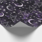 Occulte gotische maan en pentagrammen cadeaupapier (Hoek)