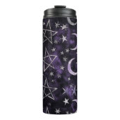 Occulte gotische maan en pentagrammen thermosbeker (Voorkant)