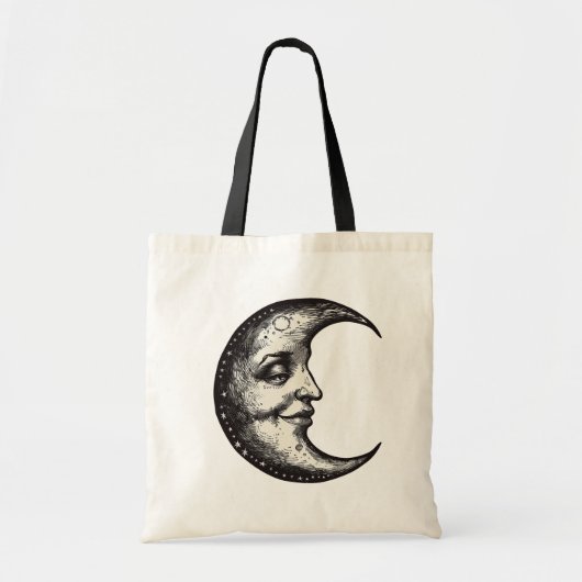 Occulte Gotische Victoriaanse Maan Met Gezicht Tote Bag (Voorkant)
