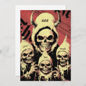 Occulte horror skeletten duivelszonden feestdagenkaart (Voorkant / Achterkant)