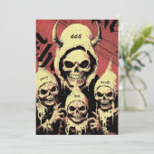 Occulte horror skeletten duivelszonden feestdagenkaart (Staand voorkant)