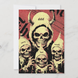 Occulte horror skeletten duivelszonden feestdagenkaart