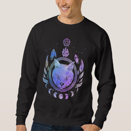 Occulte kat Magic Symbool Wicca Gothic Katten Esot Trui (Voorkant)
