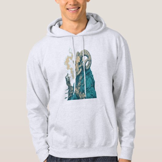 Occulte Rookende Ram Schedel Hoodie (Voorkant)