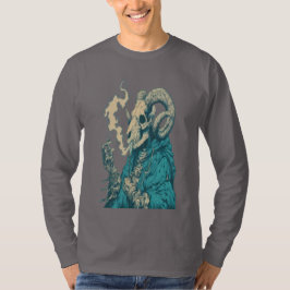 Occulte Rookende Ram Schedel Lange Mouwen T-shirt