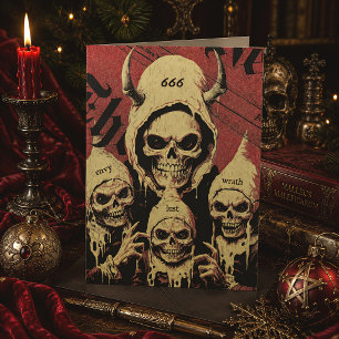 Occulte skeletten & duivelse gotische horror kerst feestdagenkaart